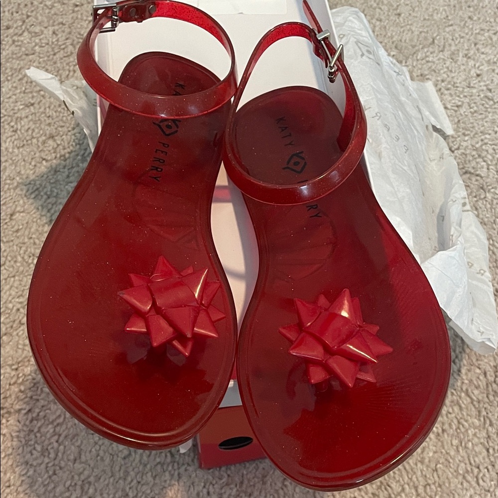 Katy Perry Red Bow Jelly Sandals Size 8